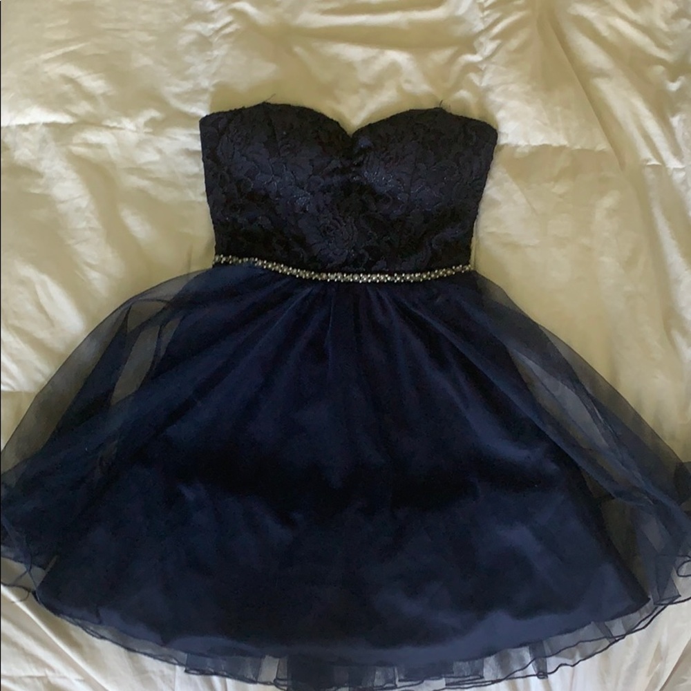 Dark blue lace speechless homecoming dress